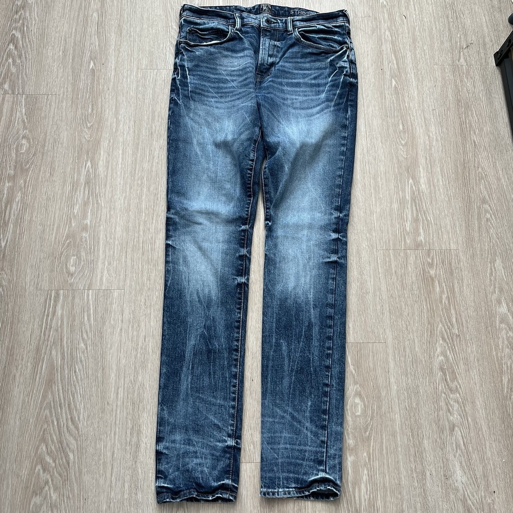 Prps Jeans Mens 32x34 Blue Windsor Tapered Skinny Fit Grunge Stretch Denim
